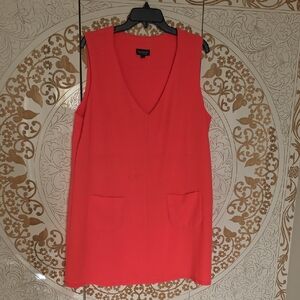 Topshop Neon Pink  V-Neck Dress